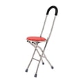 thumbnail image 2 of Tabouret Rond Canne de Marche, Bâton de Marche Chaise Combo Acier Inoxydable 4 Pieds pour Activités de Plein Air, 2 of 7