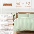 thumbnail image 6 of 3 Piece Sage Green Striped Duvet Cover Set Twin Size, Microfiber Comforter/Quilt Cover with Corner Ties and 2 Pillowcases, Modern Simple Farmhouse Beige All Season Soft Bedding with Zipper Closure, 6 of 8