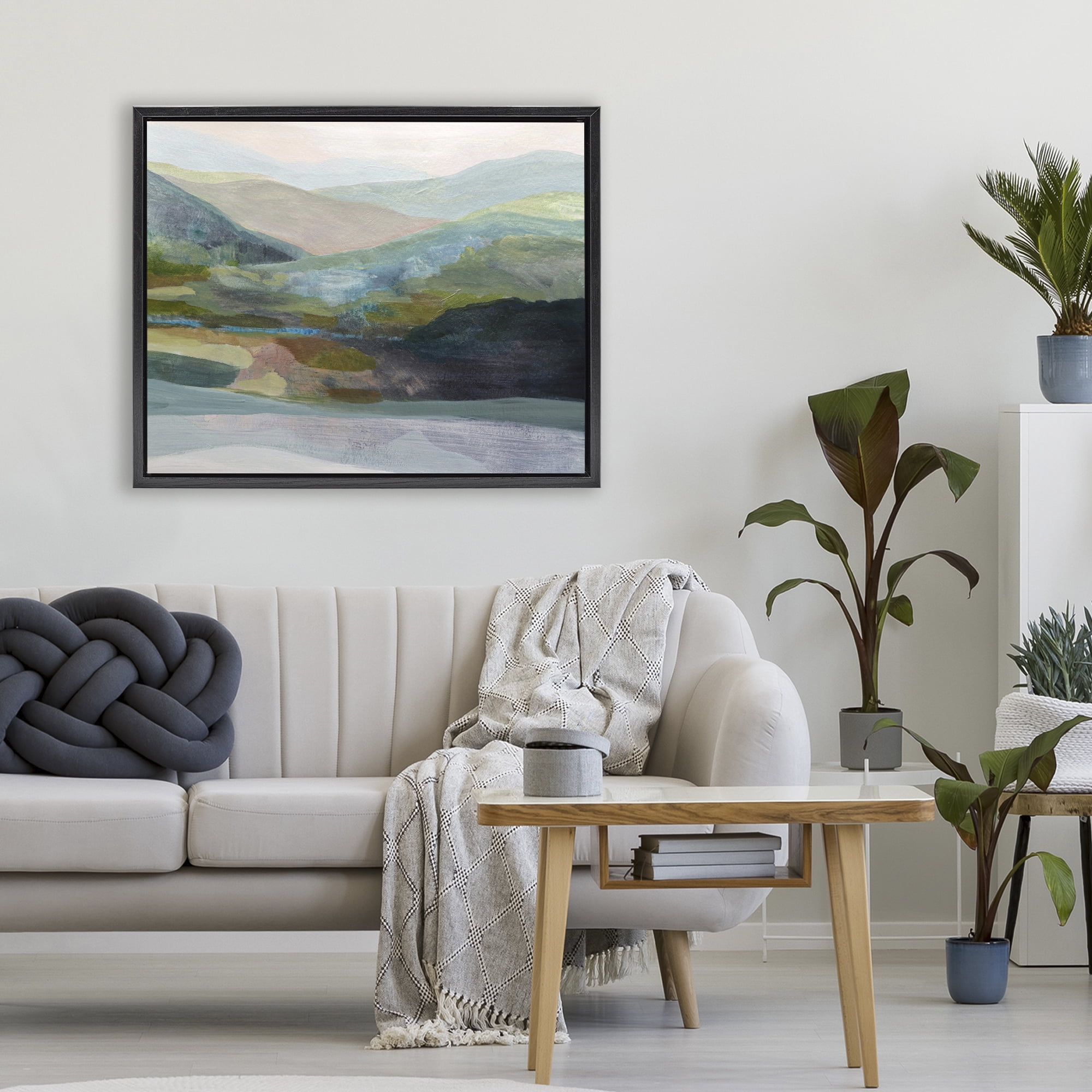 Stupell Industries Misty Morning Mountain Gradient Black Framed Floater Canvas Wall Art, design by Farren Lee