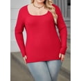 thumbnail image 5 of Weardear Plus Size Tops for Women Slim Fit Square Neck Ribbed Knit Tunic Shirts Long Sleeve Basic T-Shirt, 5 of 6