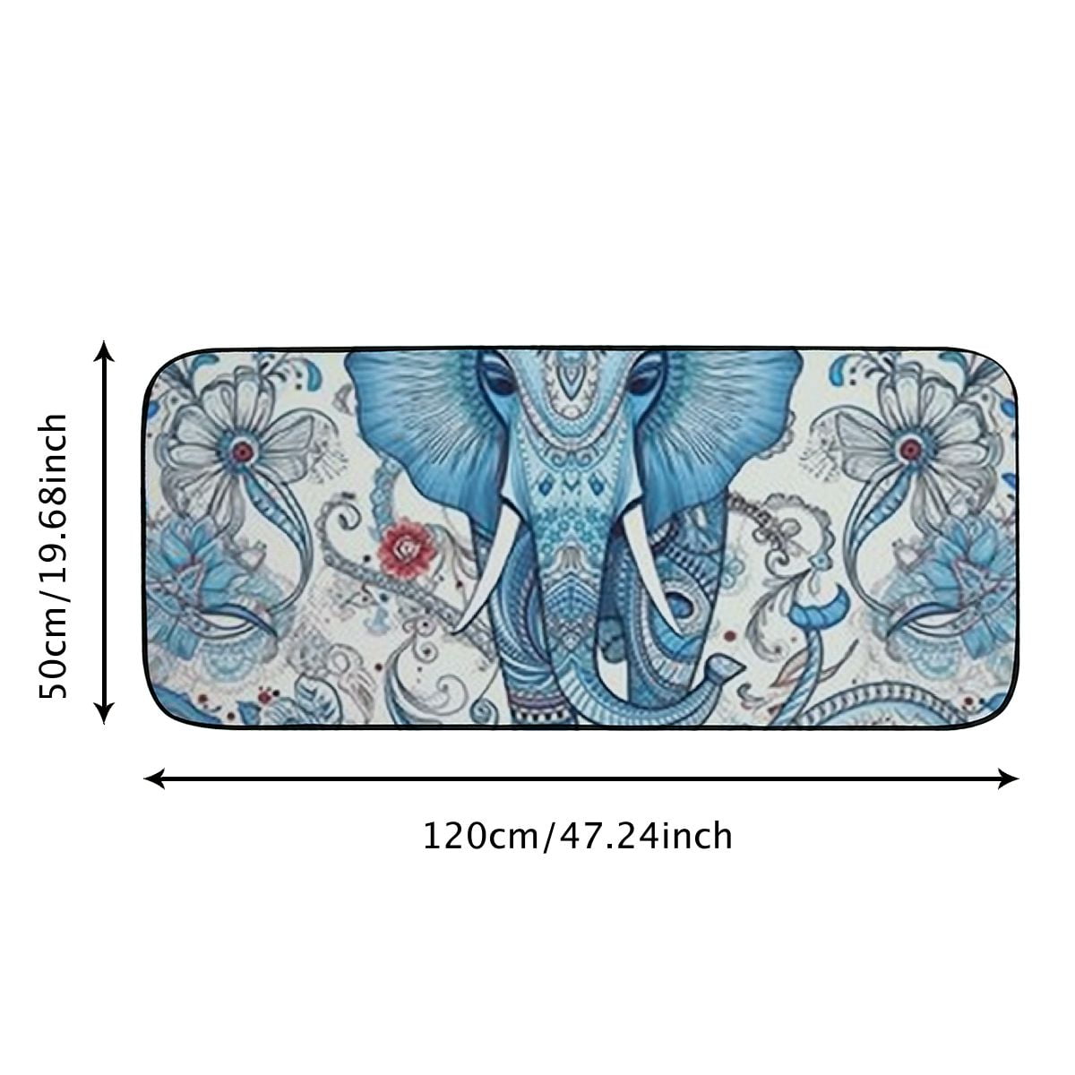 Heduofu Bohemian Elephant Blue Welcome Mat Front Door Mat, Non-Slip&amp;Absorbent Indoor Door Mats, Durable Rubber Backing Floor Doormat for Entryway, Patio, Porch, Paisley Floral 19.68*47.24 in