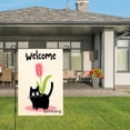 thumbnail image 3 of AmhNF Welcome Black Cat With Pink Tulip Garden Flag For Home Outdoor Garden Yard Decor 12x18 inch, 3 of 5