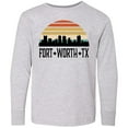 thumbnail image 3 of Inktastic Fort Worth Texas Skyline Retro Long Sleeve Youth T-Shirt, 3 of 5