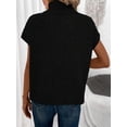 thumbnail image 2 of Women's Mock Neck Top Short Sleeve Knit Pullover Loose Fit for Daily Wear, 2 of 6