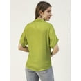 thumbnail image 4 of Moomaya Solid Short Sleeves Shirt Style Collar Top, Womens Summer Pullover Tunic, 4 of 8