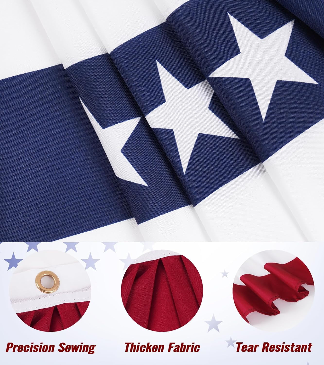 1.5x3 Ft American Flag Bunting Flags Outdoor, 6 Pack Patriotic Bunting Outdoor Red White and Blue Bunting, USA Pleated Fan Flag Half Fan Banner for Outside Home 4th of July Decorations