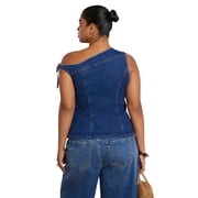 ELOQUII Women's Plus Size Asym Denim Top