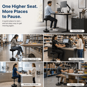 Wobble Stool Height Adjustable Standing Desk Stool, 24-34 Inch Active Sitting Balance Stool with 360° Swivel and Cushioned Seat, Black