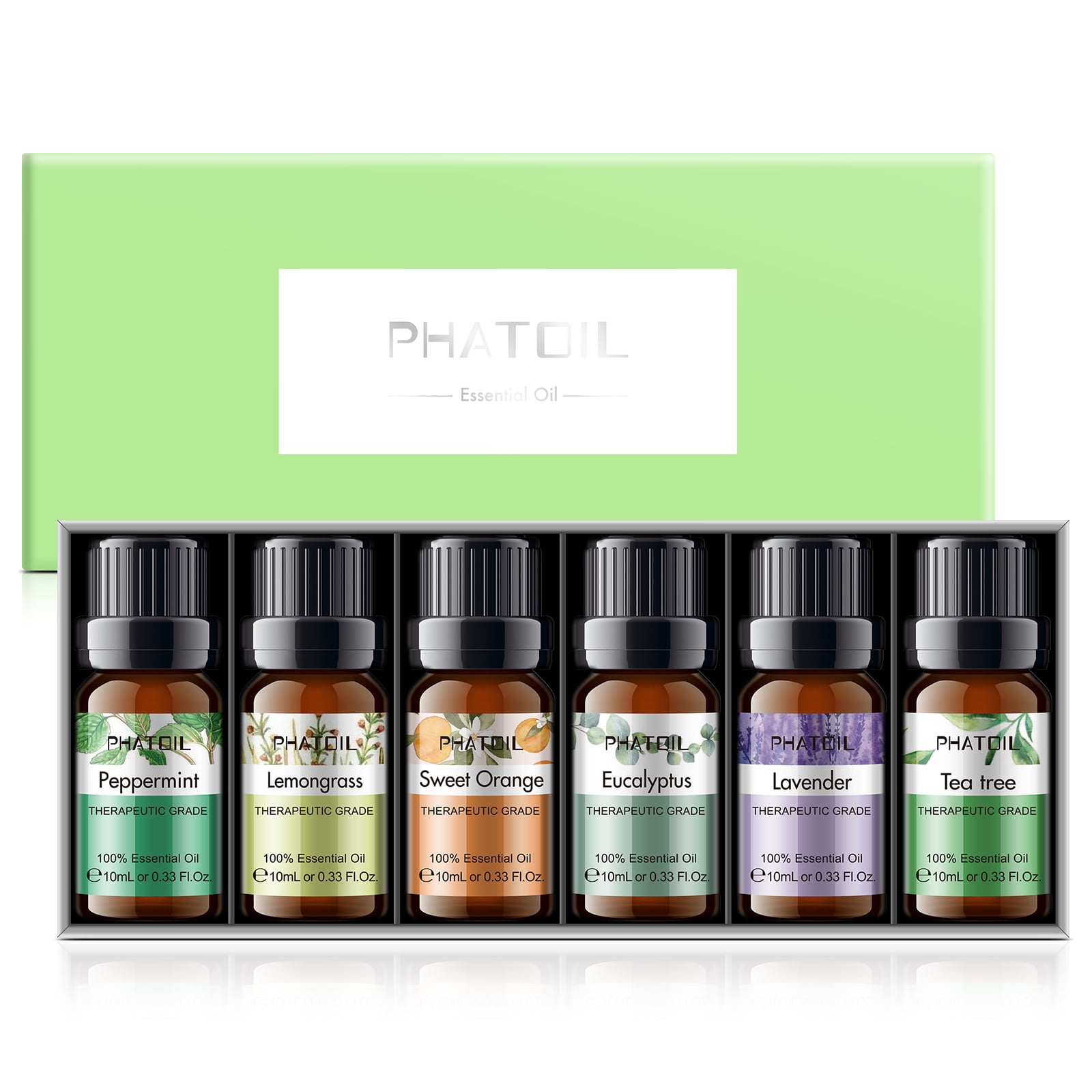 PHATOIL Aromatherapy Essential Oils Gift Set for Diffusers Humidifier 100% Pure Natural Massage Bath Sleep Relaxation (10ml 6-Pack)