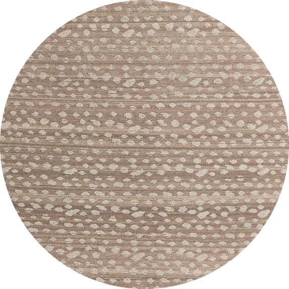 Ahgly Company Machine Washable Indoor Round Abstract Dark Almond Brown Area Rugs, 8' Round