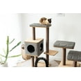 thumbnail image 4 of Catry Elevate Modern Wooden Cat Tree with Condo & Groomer, 4 of 6