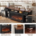 thumbnail image 5 of 70" Fireplace TV Stand for 80 Inch TV, Modern Farmhouse TV Cabinet with 36.5'' Electric Fireplace, Entertainment Center Television Console Table for Living Room, Black, 5 of 9