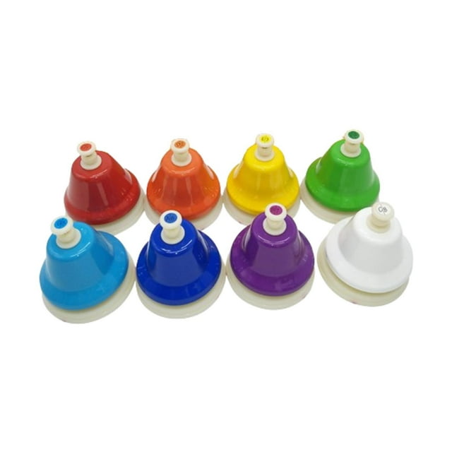 Campanas de escritorio para niños, conjunto de 8pcs, colorido conjunto de campanas de manos, juguetes de música educativa Kindergarten Ayuda para la