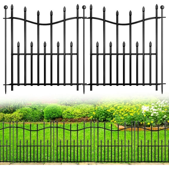 Panels No Dig Decorative Garden Fence in(H)×.ft(L) HeavyDuty Rustproof Metal Panels Outdoor Dog Barrier for Yard & Patio Landscape Border| Portable Temporary fencing