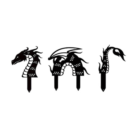 oshhni Dragon Metal Decorative Garden Stakes Iron Lawn Ornaments for Yard Courtyard
