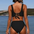 thumbnail image 4 of 2024 Woman New Split Wrap Lace Up Hollow Out Bikini Solid Color High Waist Quick Selling Bikini, 4 of 6