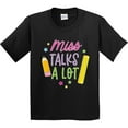 thumbnail image 3 of Inktastic Back to School Miss Talks a Lot Youth T-Shirt, 3 of 5
