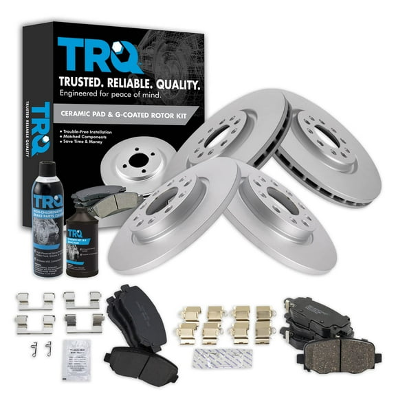 TRQ Front & Rear Premium Posi Ceramic Disc Brake Pad & Coated Rotor w/Chemicals BKA23167 Fits select: 2015-2017 CHRYSLER 200