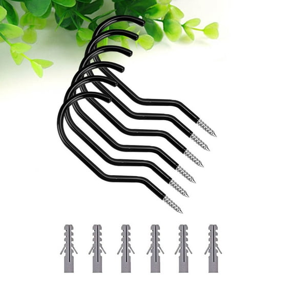 GOOHOCHY  6 Pcs Wall Hook Hang Ceiling Bicycles Heavy Duty Hooks Black