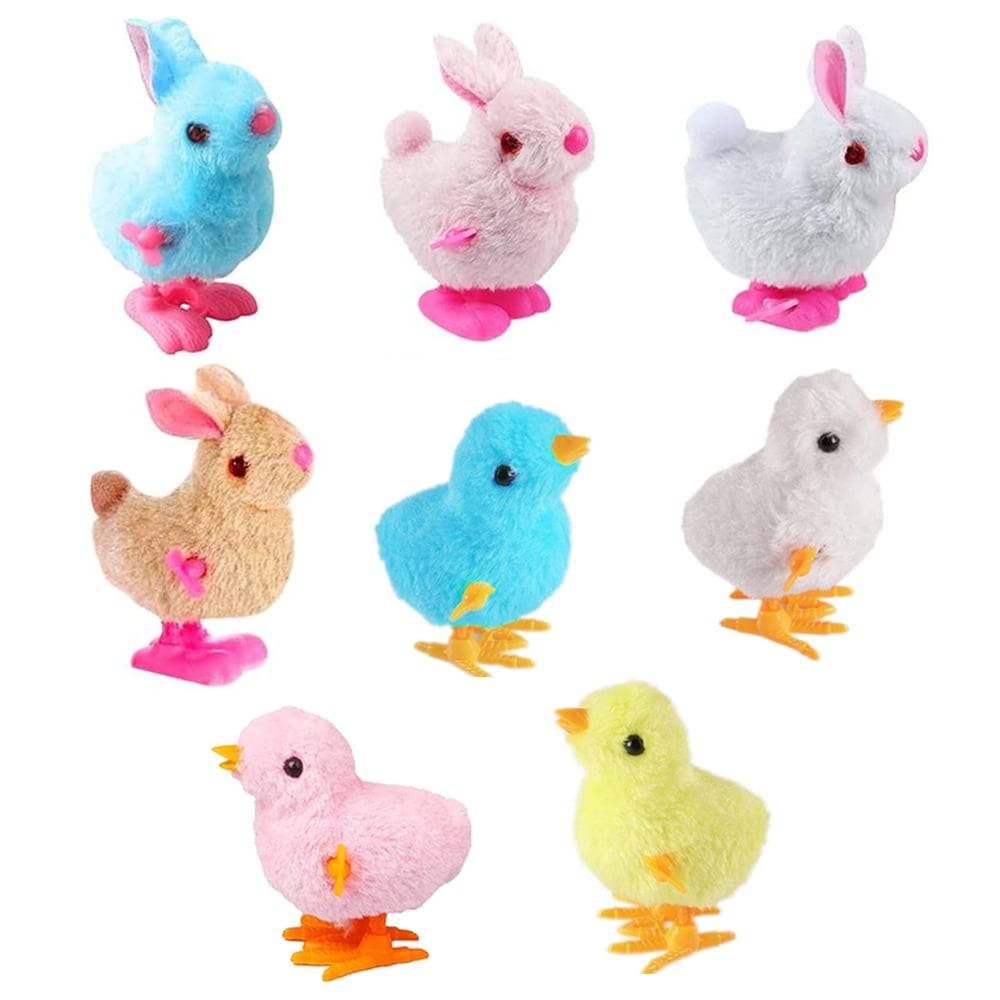 CNKOO 8 Pcs Colorful Wind-Up Jumping Bunnies and Chicks Toys, Cute ...