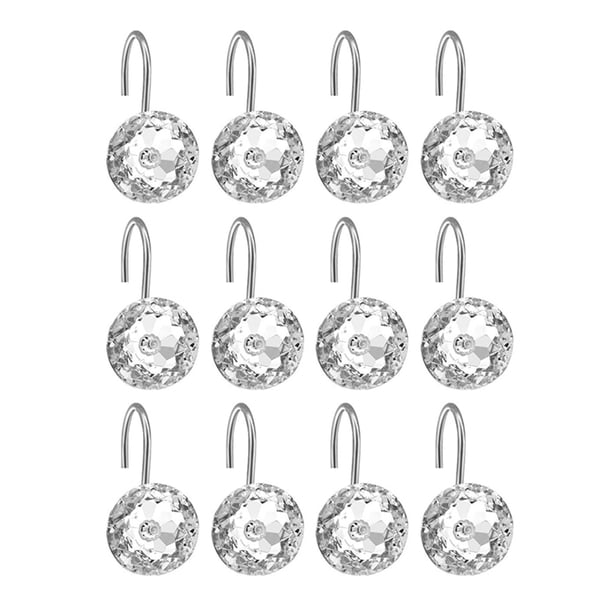 ColoMX Cortina de ducha de diamante acrílico de 12 piezas Cortina de ducha Cortina de ducha ganchos decorativos