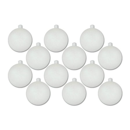 12 Pack 80mm 3" White Glitter Ball Ornament with Wire