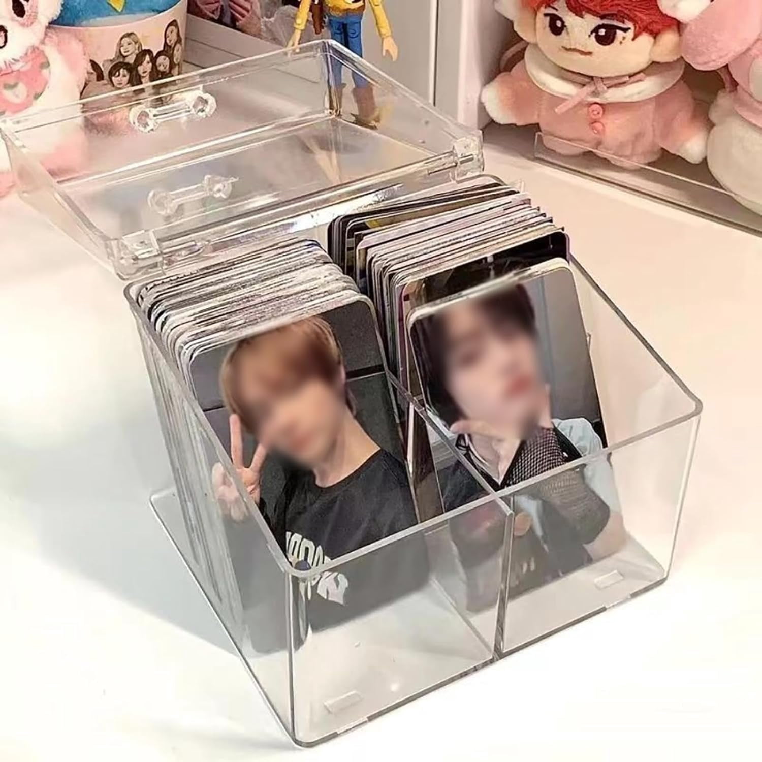 SHAANXIXIAN 1 PCS Photocard Storage Box Transparent Photo Card Storage Box Photocard Holder Collection Organizer (2 grids)