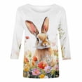 thumbnail image 4 of UVEASISHA Womens Fashion 3/4 Sleeve Graphic Tee Plus Size Cute Bunny Spring Holiday Tops Easter Day Family Gathering Blouses Back To School Gift Multicolor 3XL, 4 of 5