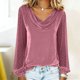 thumbnail image 4 of Xuyuer Metallic Velvet Mesh Splicing Top - Women's Solid Color Elegant Long Sleeve Blouse for Evening Gala Events, Holiday Party Glamour & Luxurious Night Out Ensembles, 4 of 8