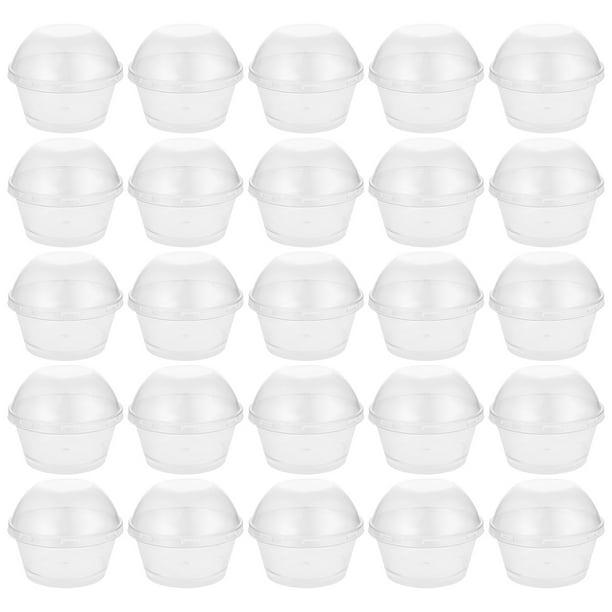 25 Sets Clear Cups with Lids Disposable Dessert Cup Ice Cream Cup Clear