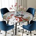 thumbnail image 3 of Round Fitted Tablecloth with Elastic Edge, Grey Christmas Waterproof Table Cloth Table Cover for 36"-44" Tables, Snowman Xmas Tree Ball Snowflake Winter Wooden Tablecloths for Dining Party Outdoor, 3 of 9