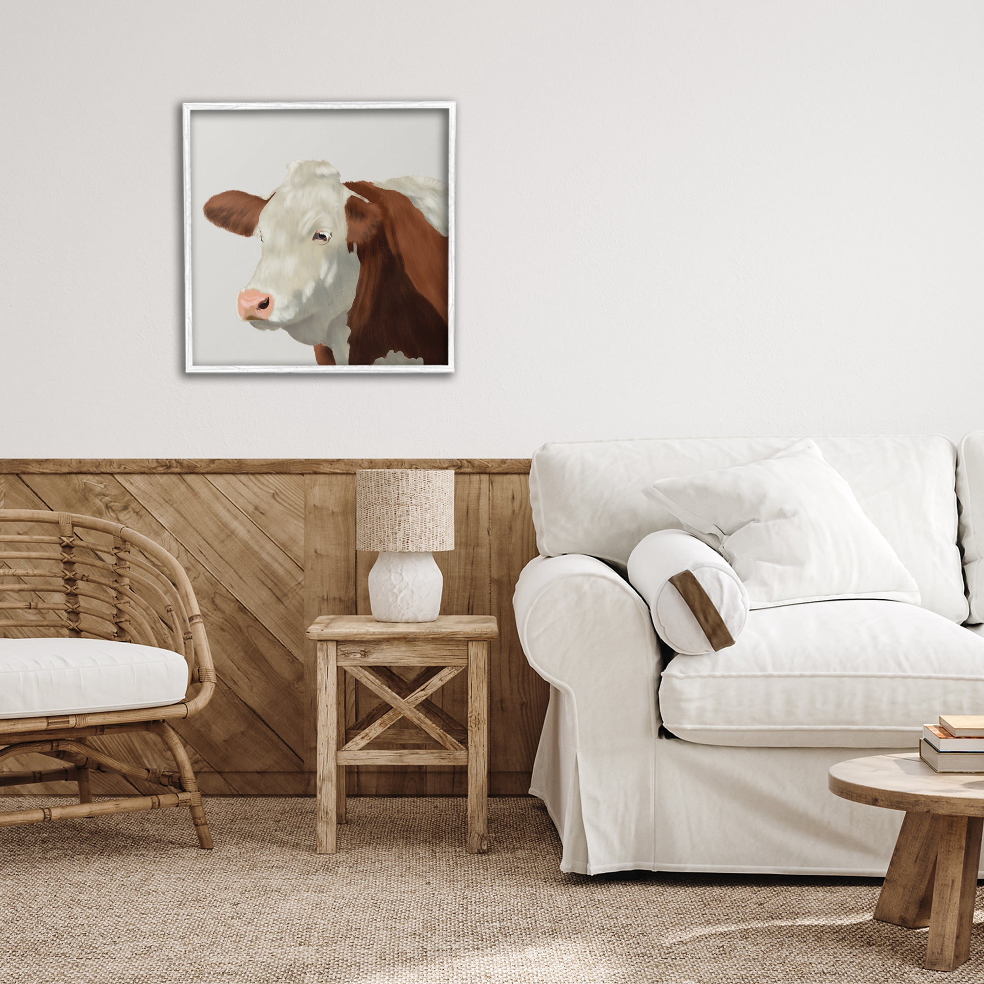 Stupell Industries Farm Friend Cow Portrait White Framed Giclee Art, design by Marcus Prime
