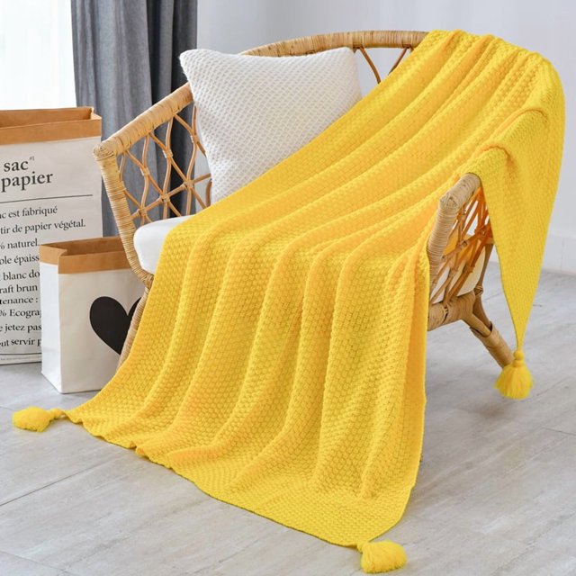 Chunky Knit Throw Blanket for Couch, Soft Luxurious Moss Stitch Blankets for Bed, Cozy Decorative Farmhouse Knitted Throws for Sofa, Sand Dune,130*230cm