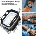 thumbnail image 2 of 2 Pack Waterproof Case Compatible with Apple Watch 44mm SE (2nd Gen) Series 6 5 4 with Tempered Glass Screen Protector, Full Protective Hard PC Bumper Case Face Cover for iWatch 44 mm Black, 2 of 5