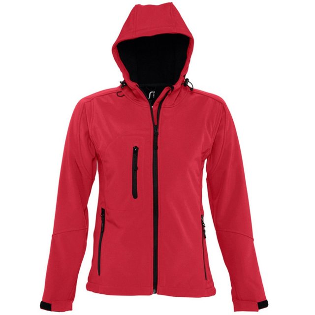 SOLS Womens Replay Hooded Soft Shell Jacket (Breathable, Windproof And Water Resistant)