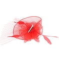 thumbnail image 3 of Bridal Wedding Birdcage Feather Hair Accessory Red Fascinator, 3 of 8
