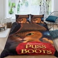 thumbnail image 2 of El Gato con Botas Conjunto de sábanas temático, trío de piezas, cómodo y amigable con la piel, diseño único, regalo de decoración para el hogar para familiares, amigos y fans,135cm *200cm, 2 of 6