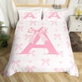 thumbnail image 2 of Pink Bow Duvet Cover Set,Initial Letter A Chic Romantic Bedding Set, Room Decor,Princess Style Bowknot Love Hearts Girly Fairy Quilt Cover,Kawaii Pink,No Comforter, 2 of 6