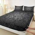 thumbnail image 3 of jejeloiu Vinatge Baroque Floral Full Size Sheets,Boho Bohemain Theme Bed Sheets,Black Damsk Print Sheet Sets For Men Women,Ultra Soft Home Decor,4 Pieces, 3 of 7