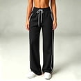 thumbnail image 4 of Bxsruta Women Track Pants Drawstring Elastic Waist Wide Leg Lounge Running Training Trousers, 4 of 8