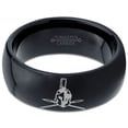 thumbnail image 2 of Tungsten Greek Roman Helmet Mohawk Crossed Spears Band Ring 8mm Men Women Comfort Fit Black Dome Polished, 2 of 4