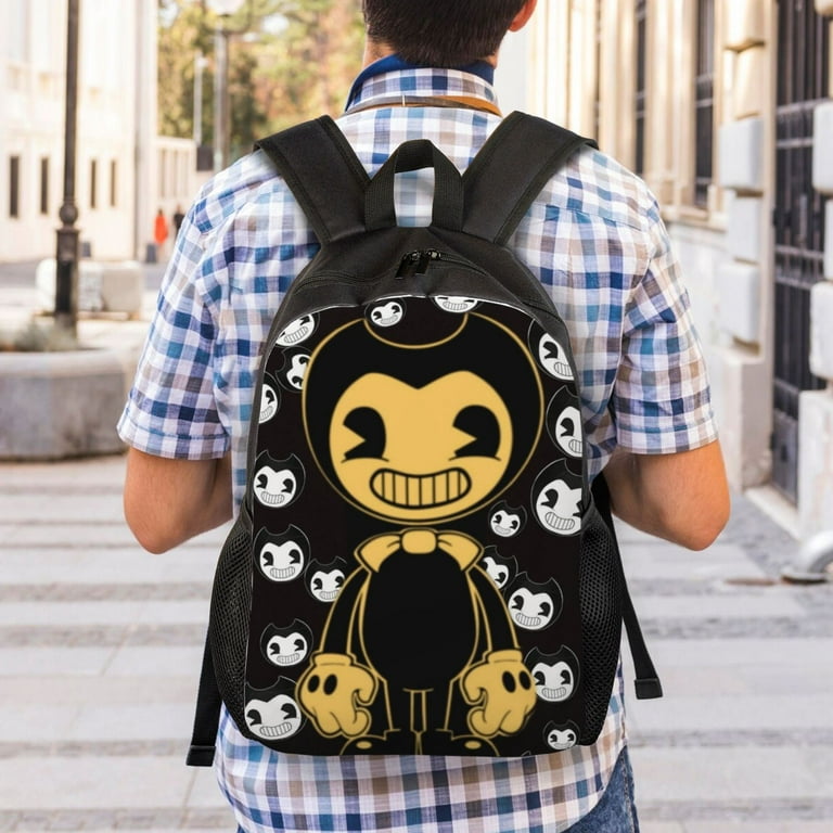 Bendy And The Ink Machine Cartoon Backpack 3D Printed Student Kids School Laptop Bag Bookbag Lightweight Casual Travel Daypack For Boys Girls Fans