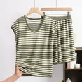 thumbnail image 2 of Tnhcen Women's Fashion Striped Crewneck Loose Sleeveless Sleep Set (Top+Bottom) with Side Pockets XL-5XL Casual Loungewear, 2 of 3