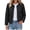 Black, variant on Short Puffer Jacket Womens Quilted Button Down Collarless Warm Fall Winter Casual Lightweight Windproof Coat with Pockets