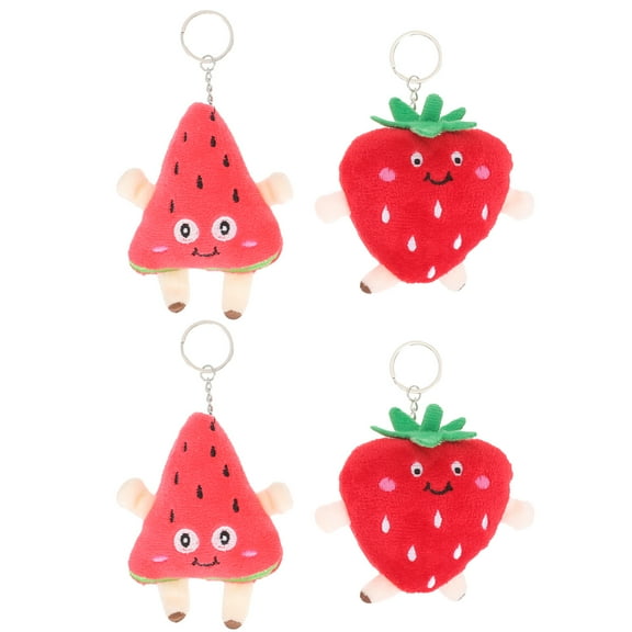 OFFIGAM 4Pcs Bag Pendant Soft Toy Keyring Red Color Stuffed Animal for Bag Accessory and Lovely present