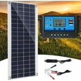 thumbnail image 1 of Panel solar de 300 W y 12 V, kit de panel solar, kit de cargador de batería con controlador de carga solar de 60 A para autocaravanas, yates, exteriores, jardines, iluminación Cisea UNOIU, 1 of 5