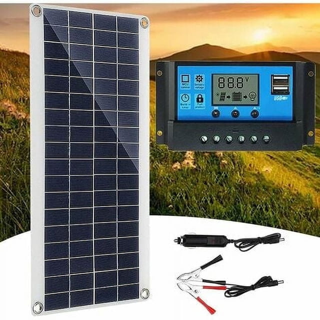 Panel solar de 300 W y 12 V, kit de panel solar, kit de cargador de batería con controlador de carga solar de 60 A para autocaravanas, yates, exteriores, jardines, iluminación Cisea UNOIU