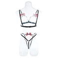 thumbnail image 2 of Lingerie for Women Breast Breasts Bowknot Color Matching Hollow Underwear Two Set Elegant Teddy Babydoll Dress for Women, 2 of 6