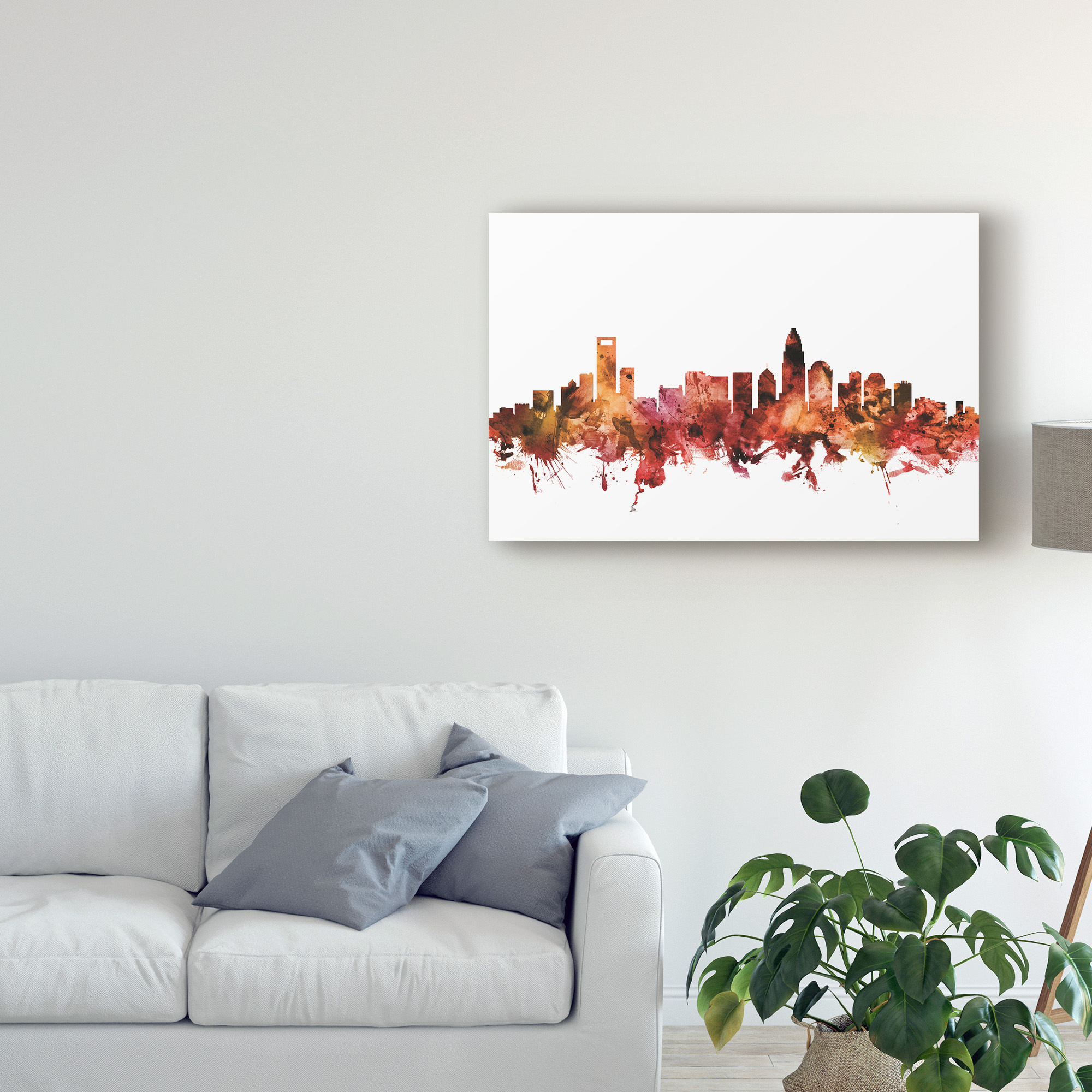 Trademark Fine Art 'Charlotte North Carolina Skyline Red' Canvas Art by Michael Tompsett