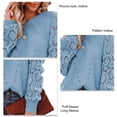 thumbnail image 1 of Femmes Col Rond Pull en Tricot Creux Élégant Élégant Couleur Pure Manches Longues Crochet Pull, 1 of 6